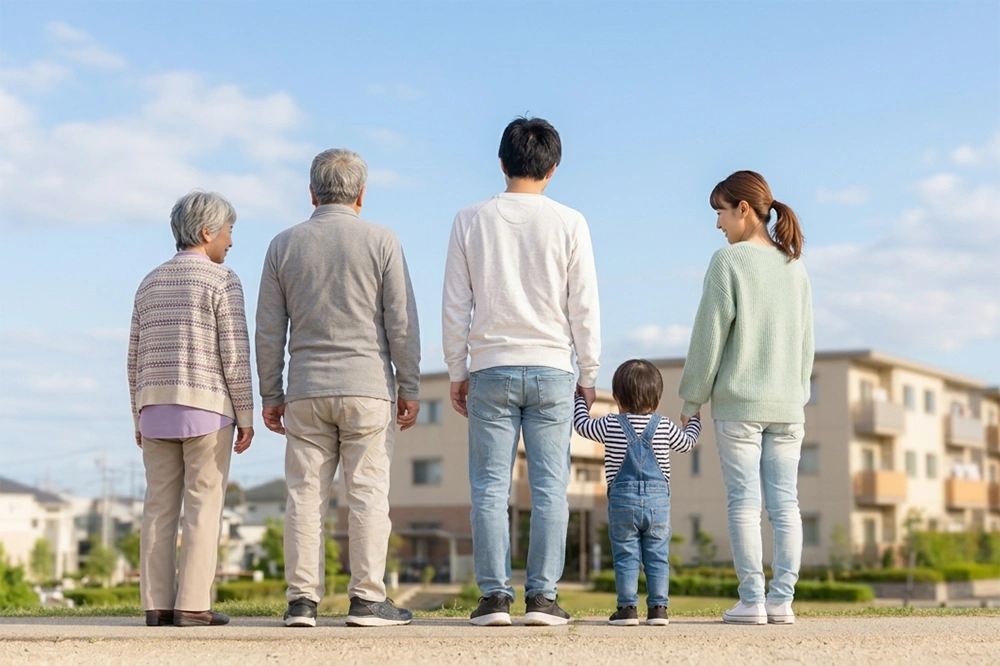 家族の後ろ姿　コンストラクションマネージャー　人生背景